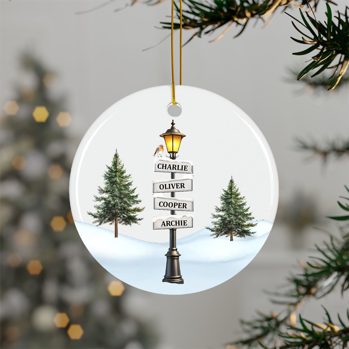 Personalized Christmas Street Post Ornament