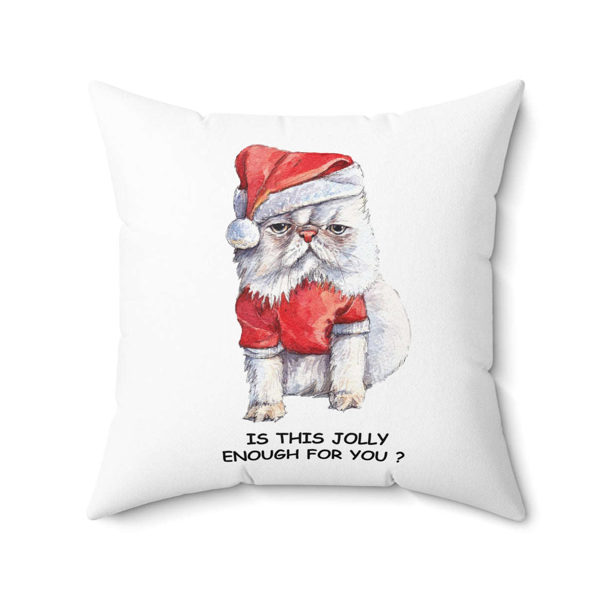 Grumpy Christmas Cat Pillow