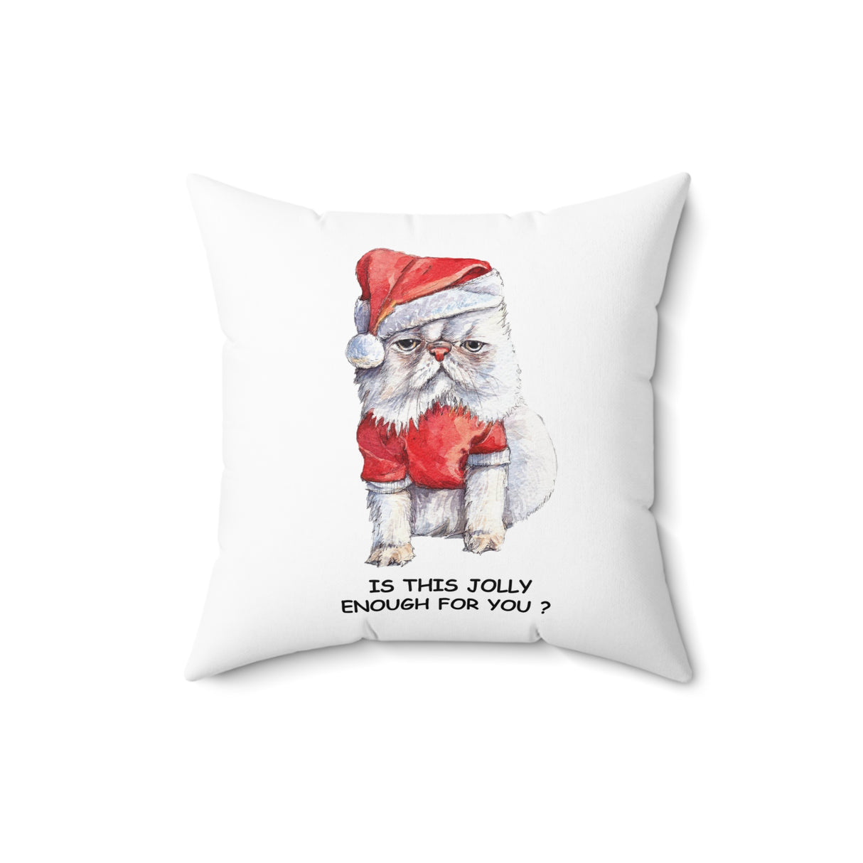 Grumpy Christmas Cat Pillow