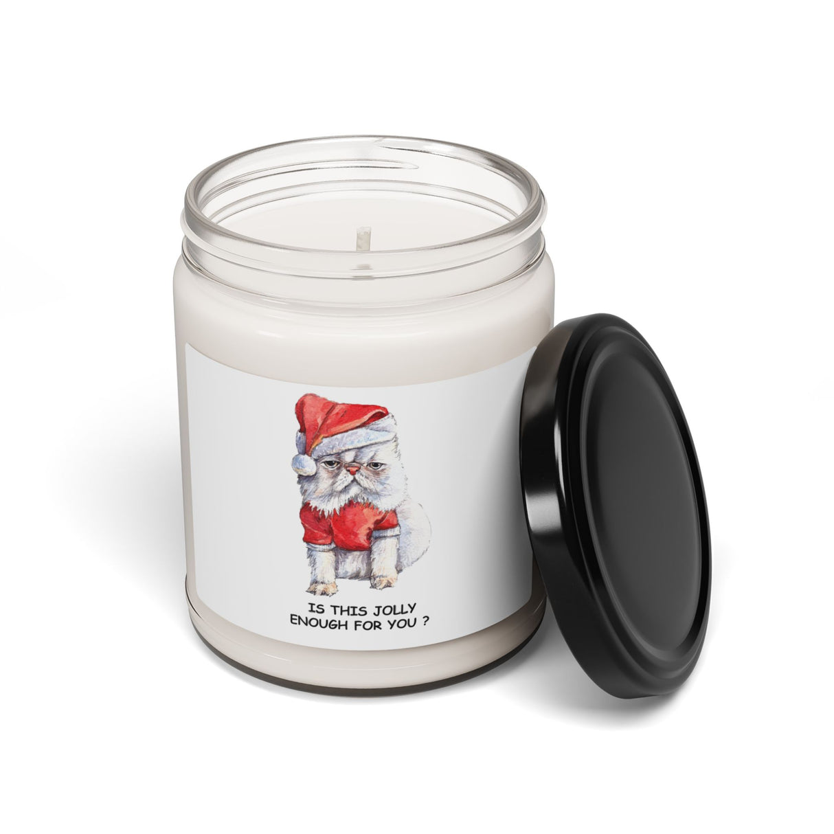 Grumpy Christmas Cat Candle