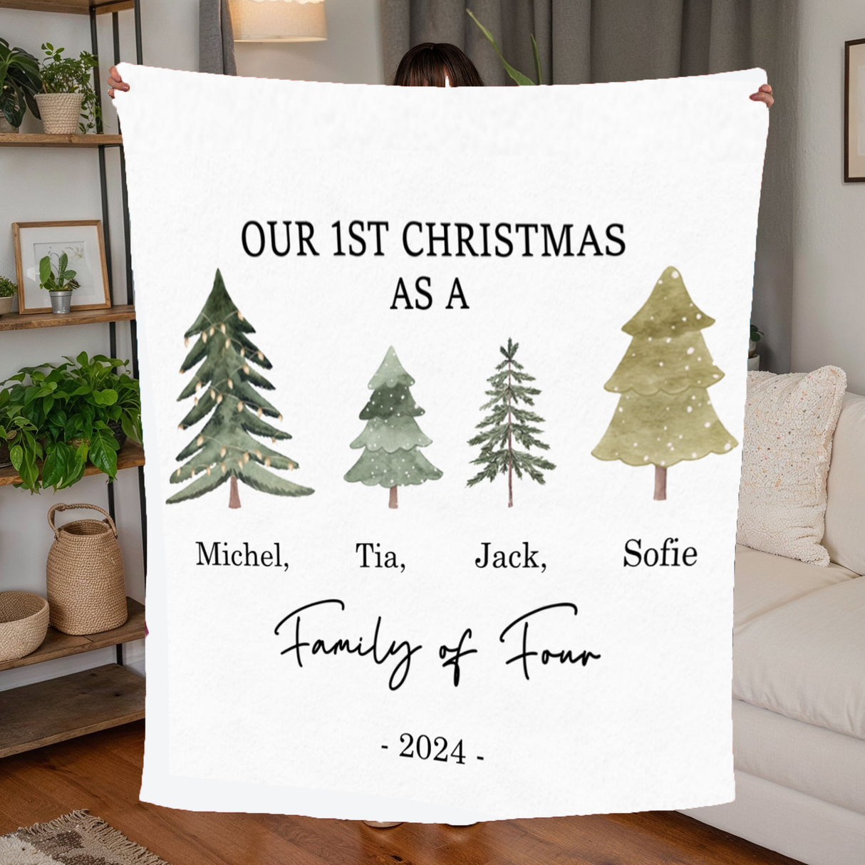 'Our 1st Christmas as a Family' Blanket