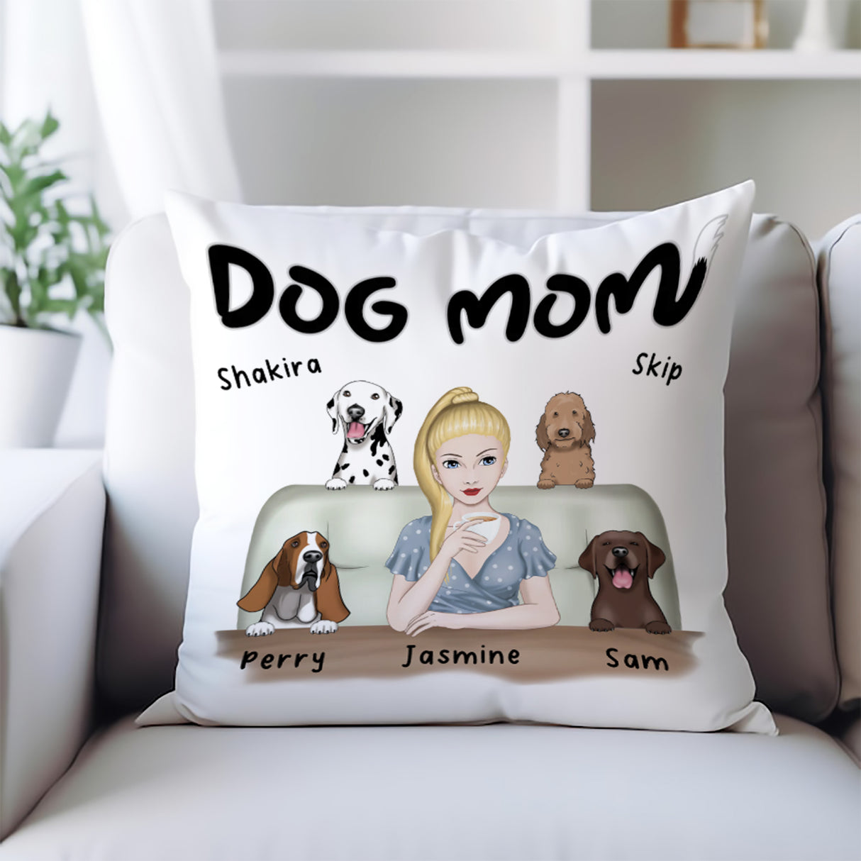 'Dog Mom’ Personalized Pillow