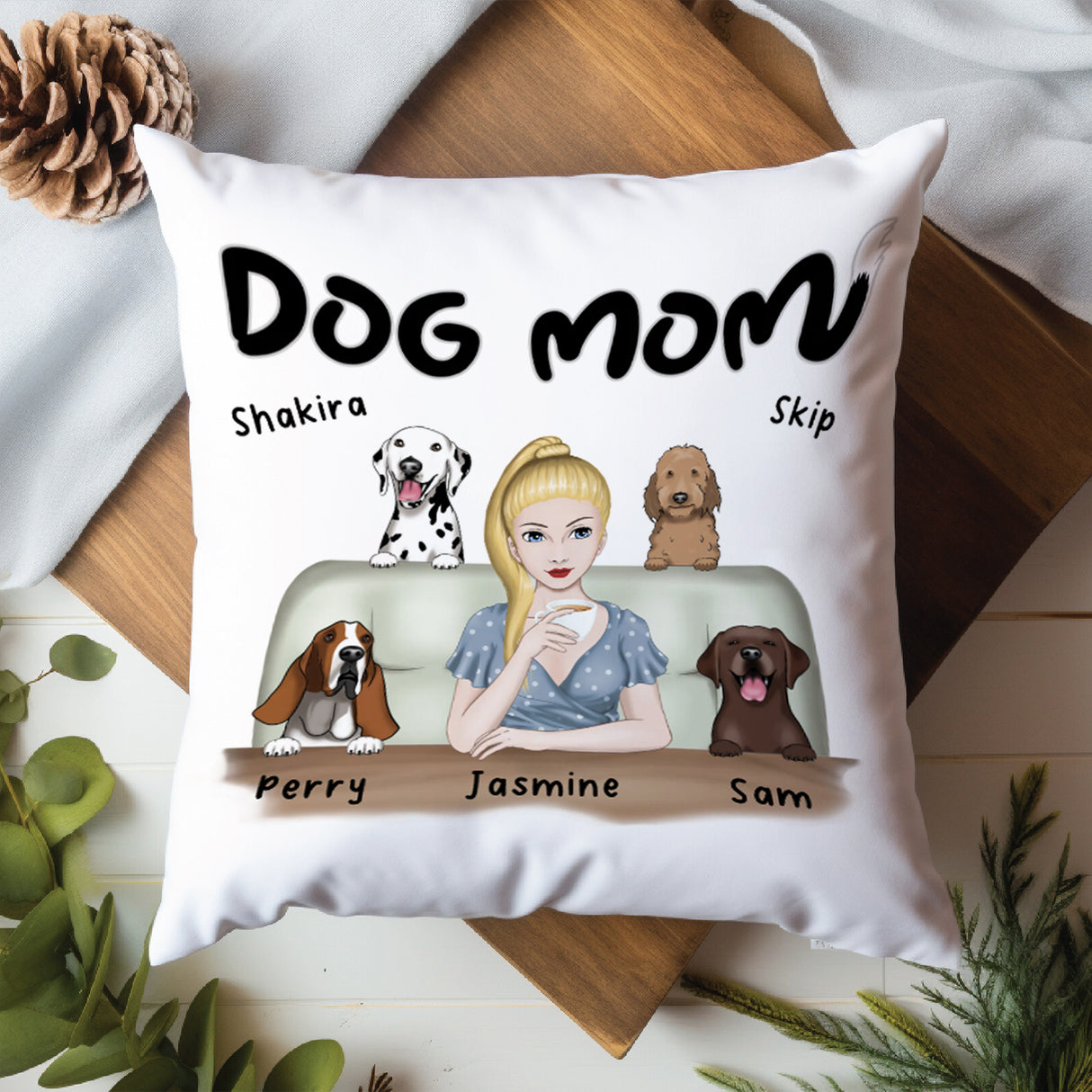 'Dog Mom’ Personalized Pillow