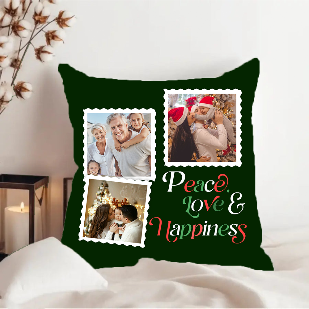 Personalized 'Peace, Love & Happiness' Pillow