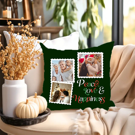 Personalized 'Peace, Love & Happiness' Pillow