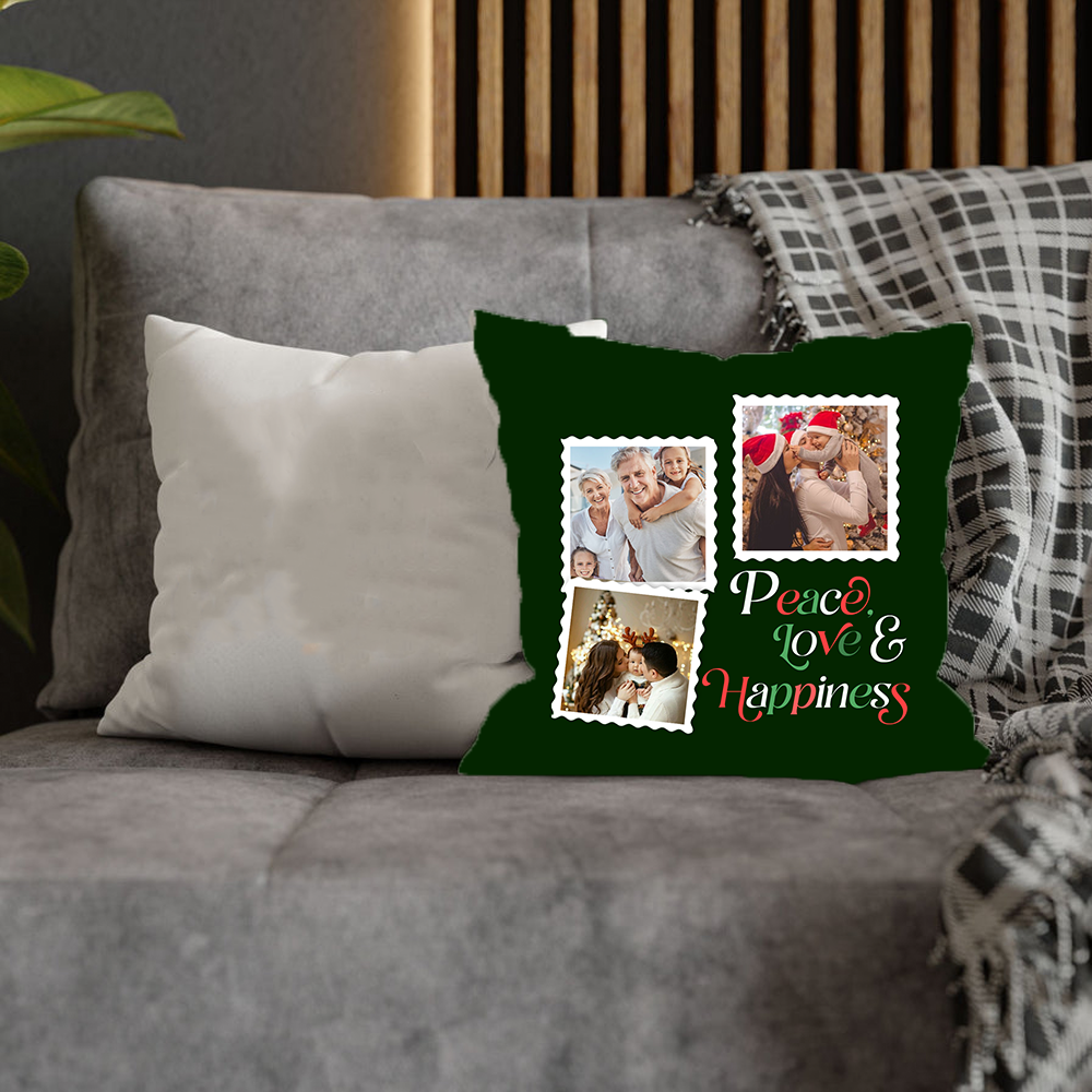 Personalized 'Peace, Love & Happiness' Pillow