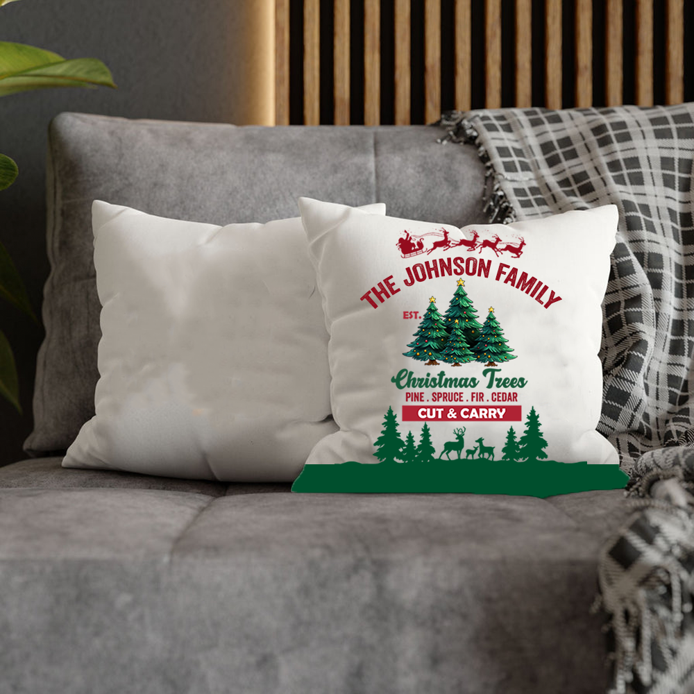 Christmas Family Tree Farm Pillow