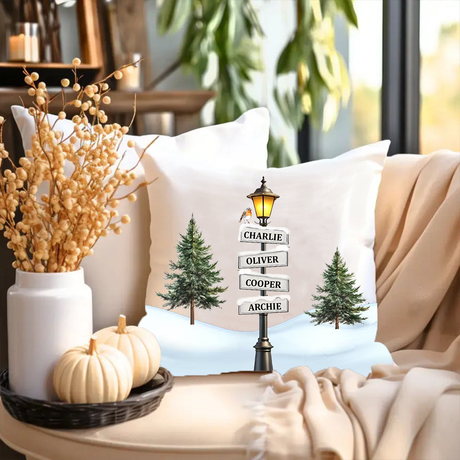 Personalized Christmas Street Post Pillow