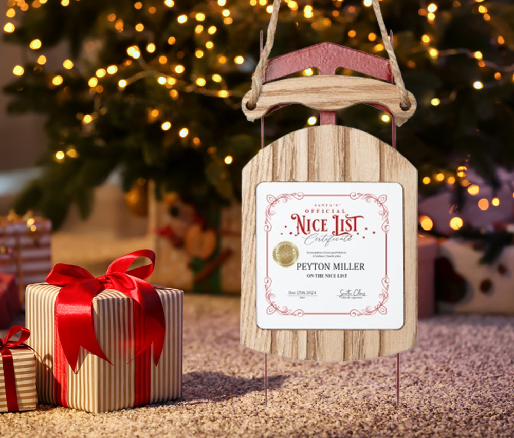 'Santa's Nice List' Sled Ornament