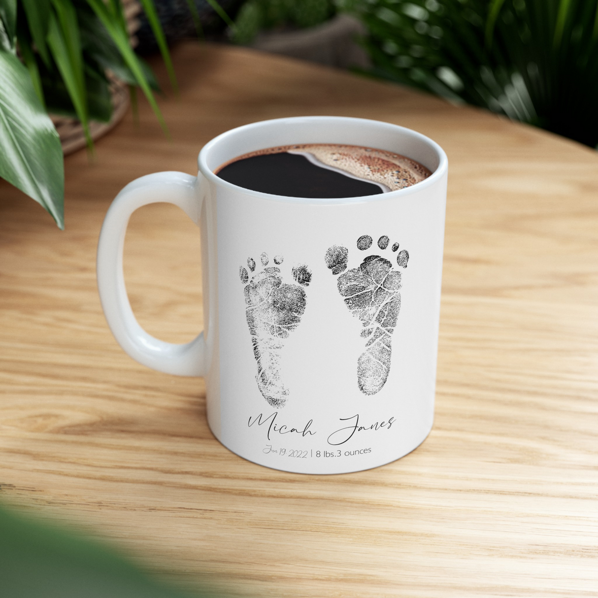 Baby Footprints Personalized Coffee Mug