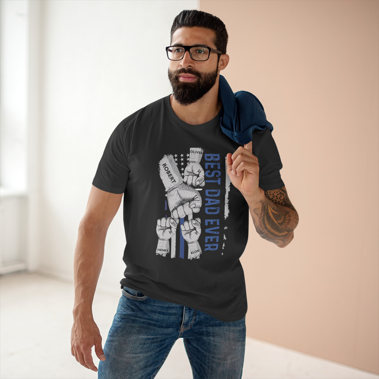 'Best Dad Ever' Personalized Hands T-Shirt