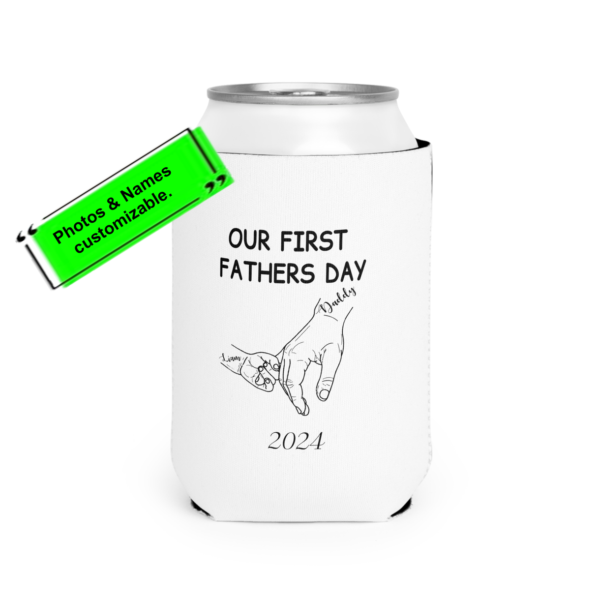 Our First Father's Day Custom Photo Can Sleeve