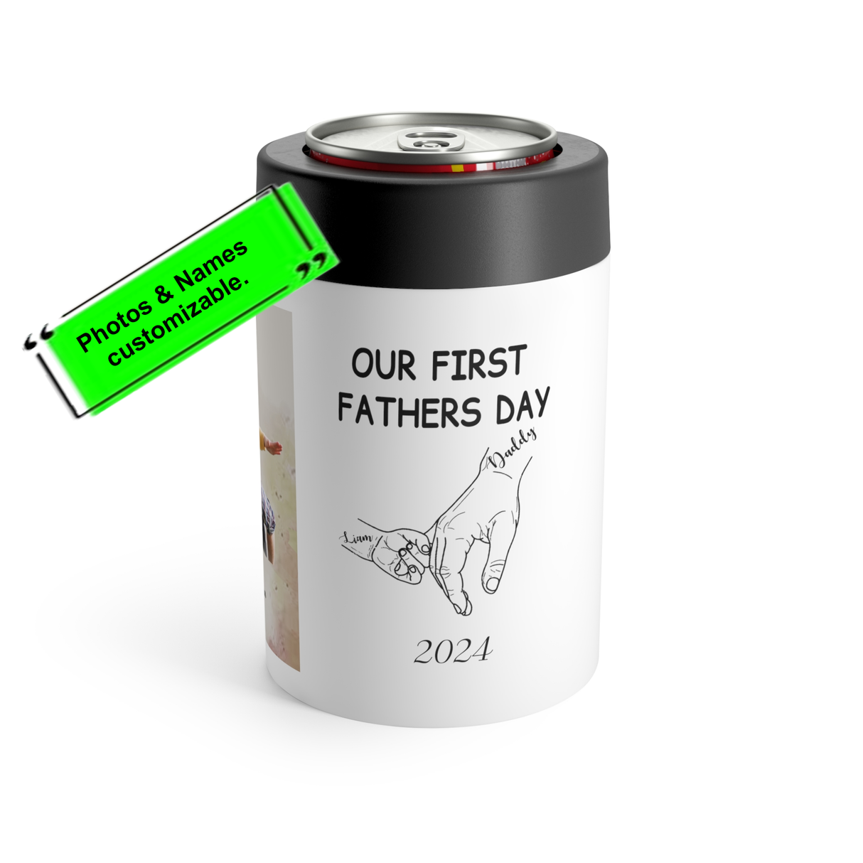 Our First Father's Day Custom Photo Can Holder