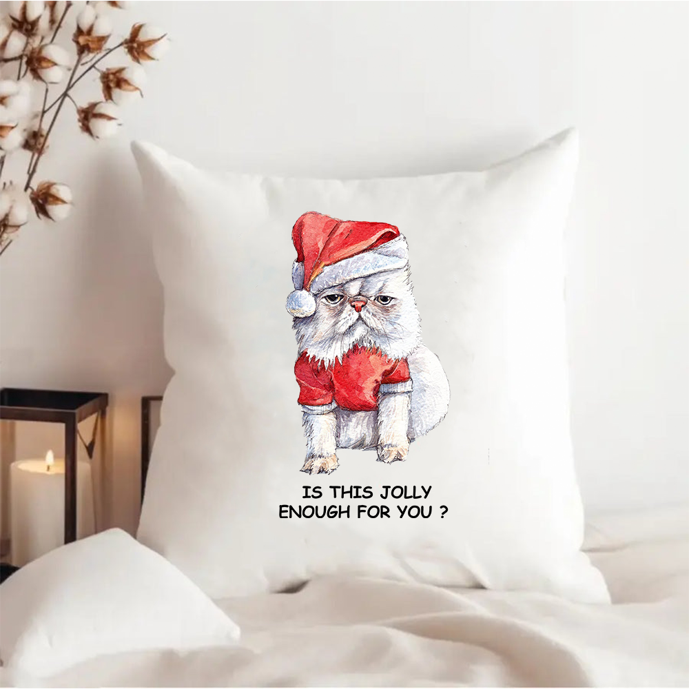 Grumpy Christmas Cat Pillow