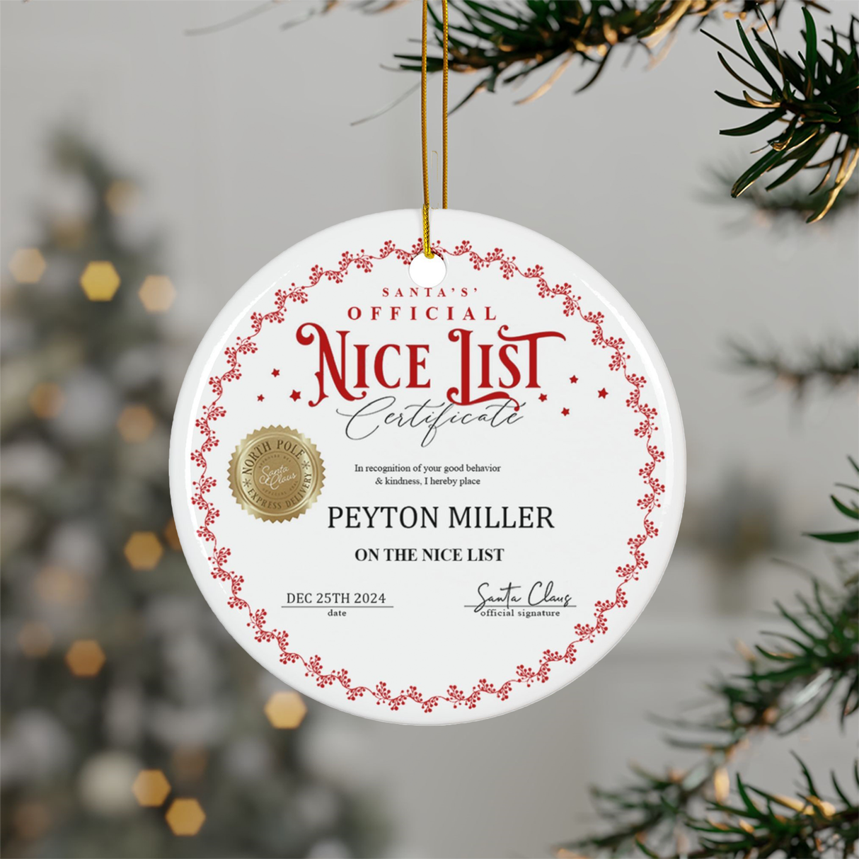 'Santa's Official Nice List' Christmas Ornament