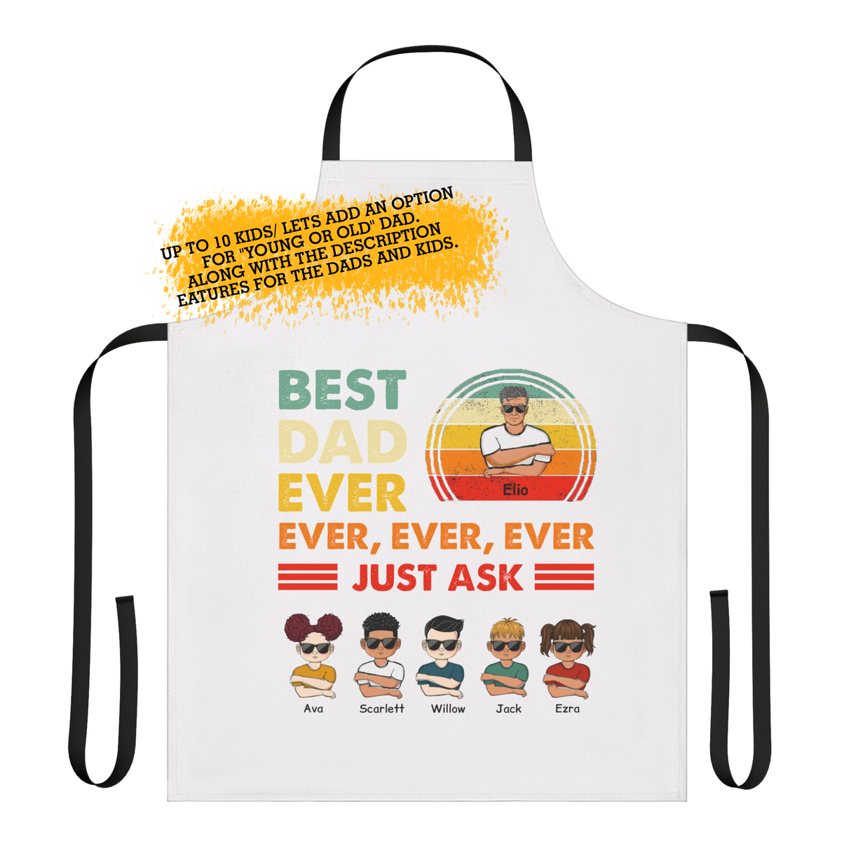 'Best Dad Ever' Personalized Family Kitchen Apron