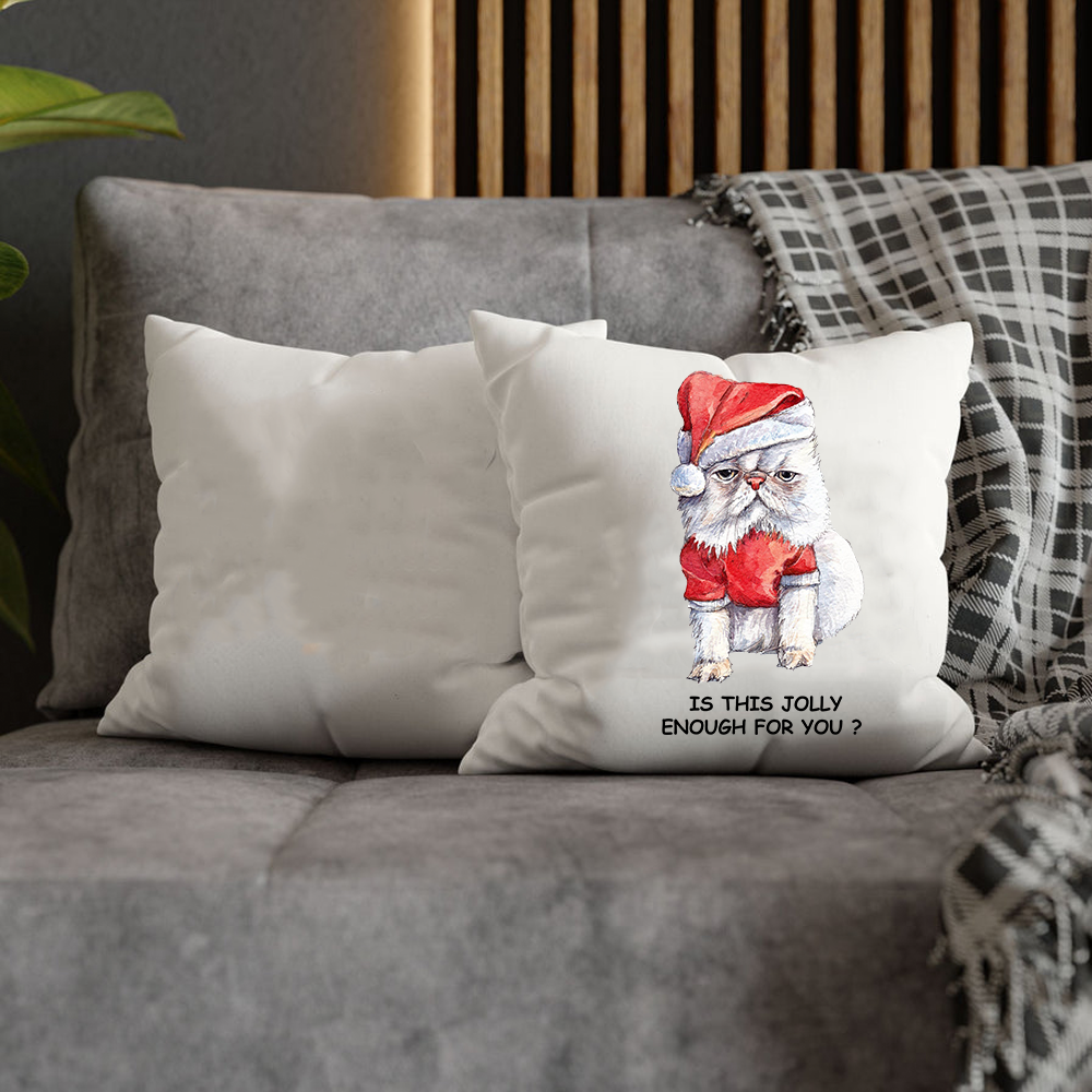 Grumpy Christmas Cat Pillow