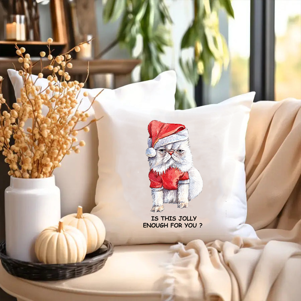 Grumpy Christmas Cat Pillow