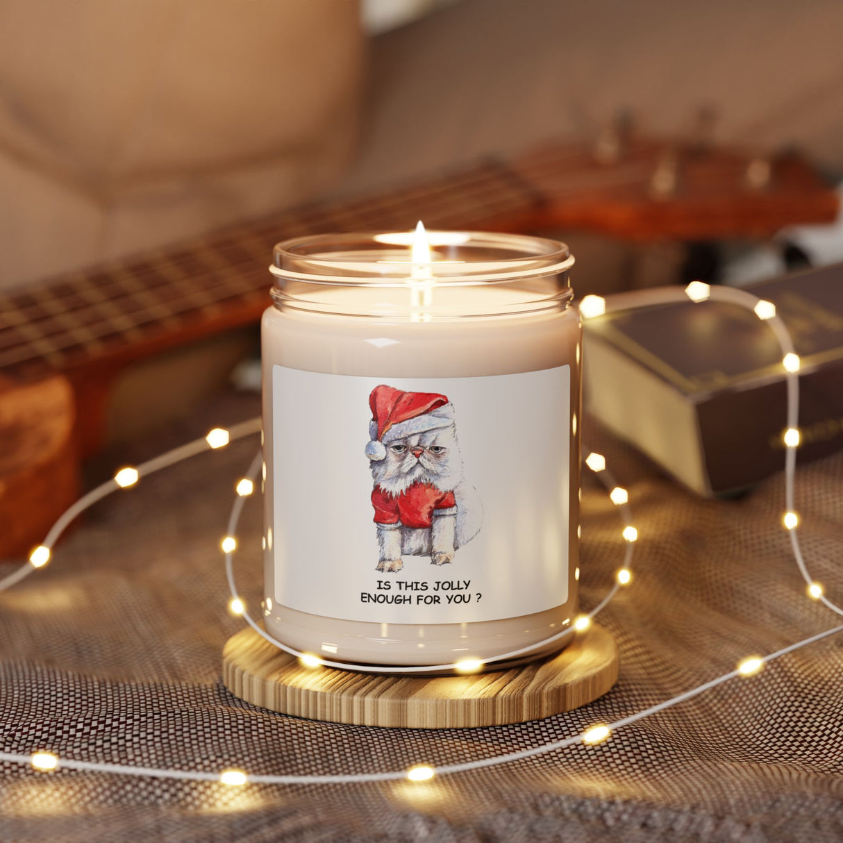 Grumpy Christmas Cat Candle