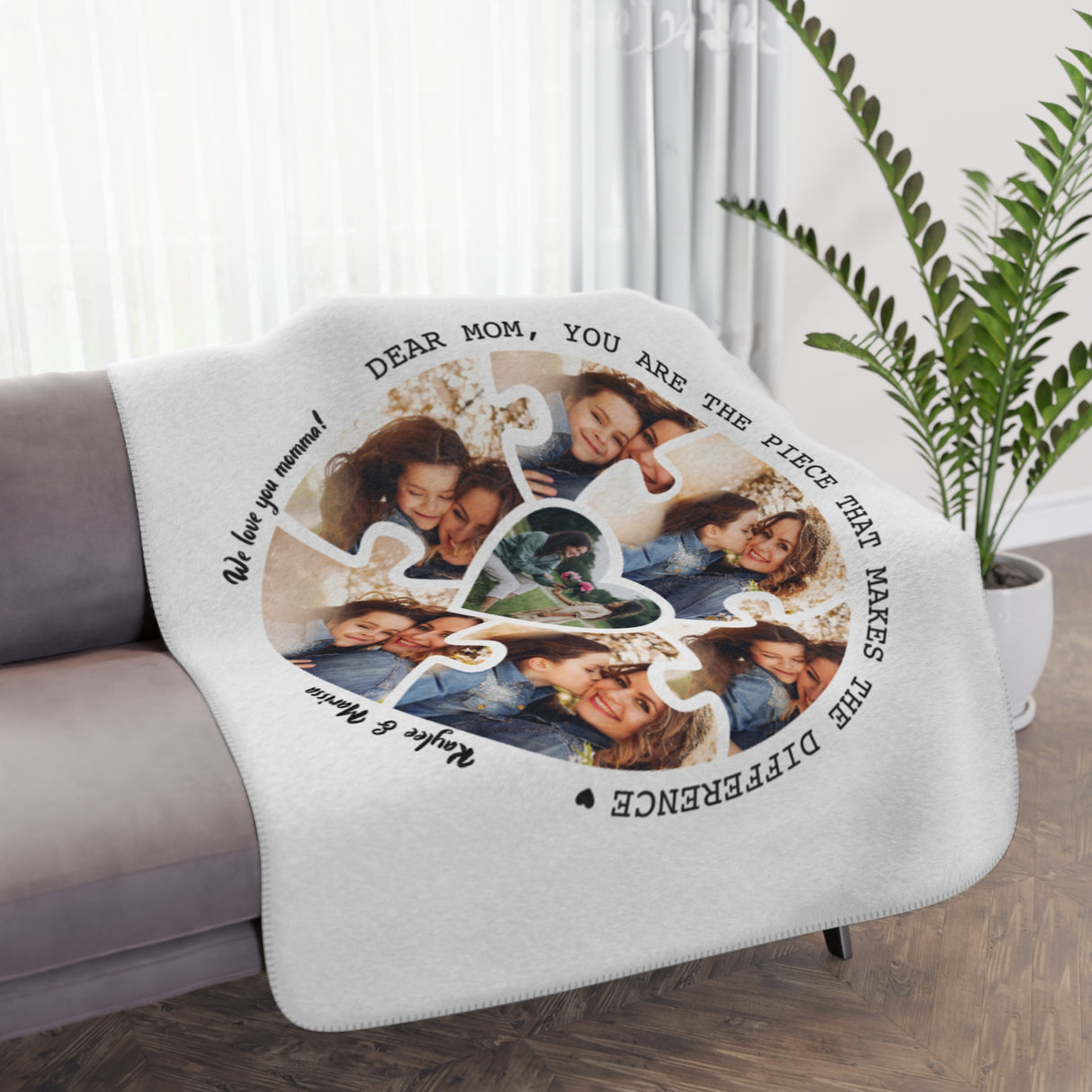 'Dear Mom' Personalized Photo Blanket (Circle Shape)