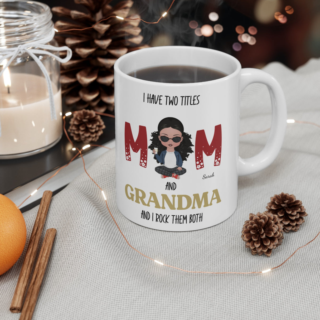 Personalized 'Two Titles' Mom Mug