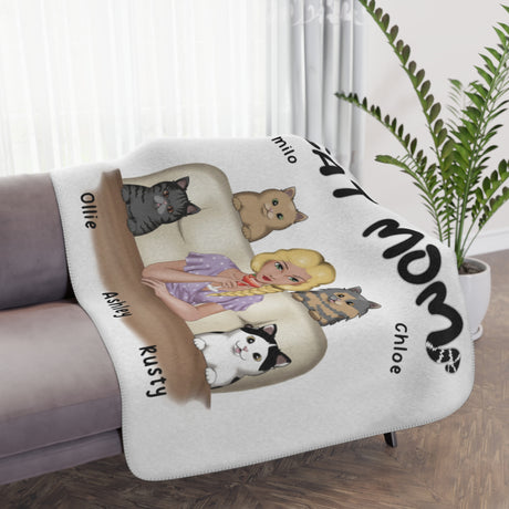 'Cat Mom’ Personalized Blanket