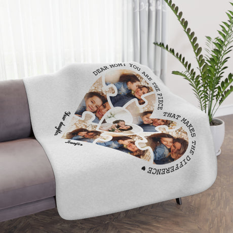 'Dear Mom’ Personalized Photo Blanket (Heart Shape)