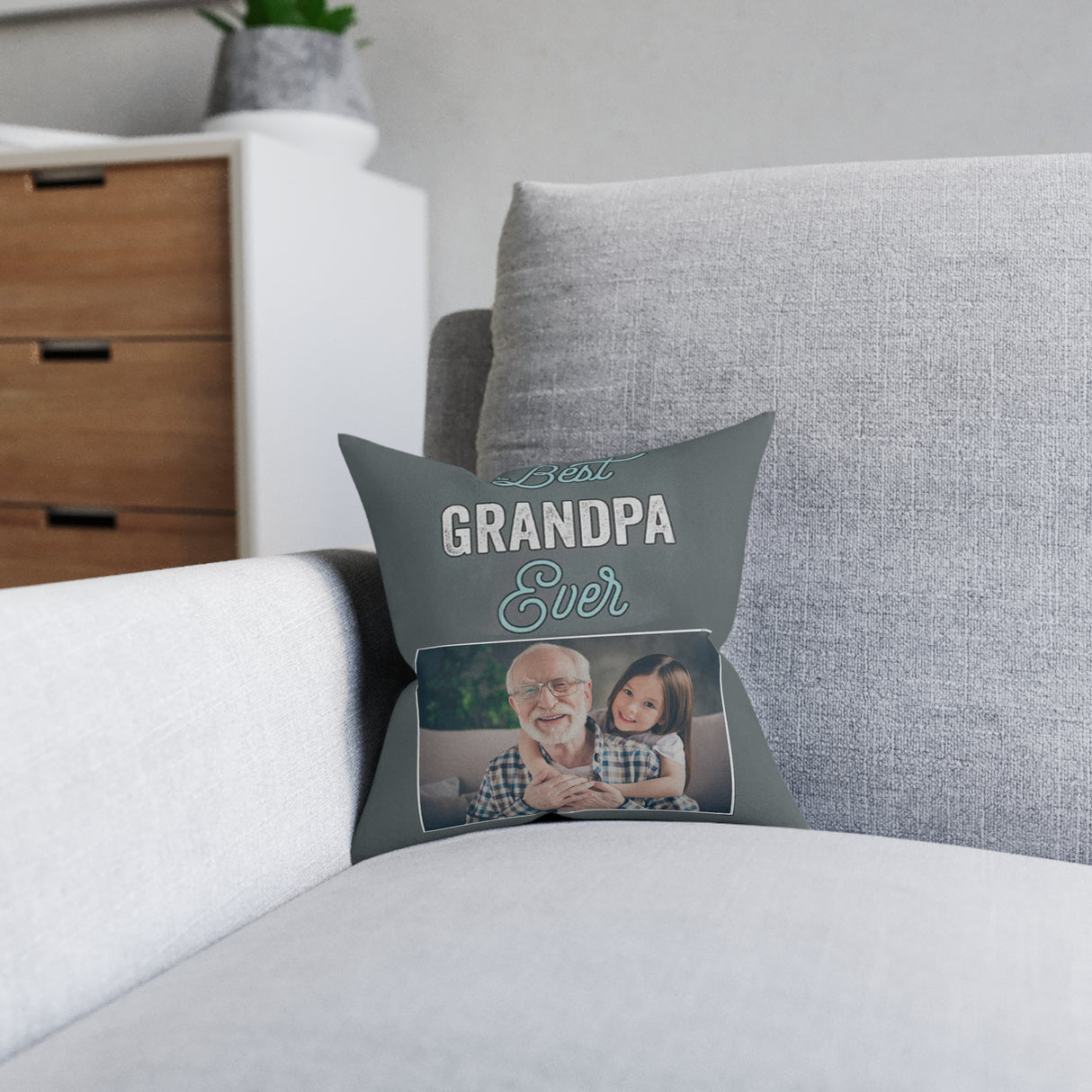 'Best Grandpa Ever' Custom Photo Pillow