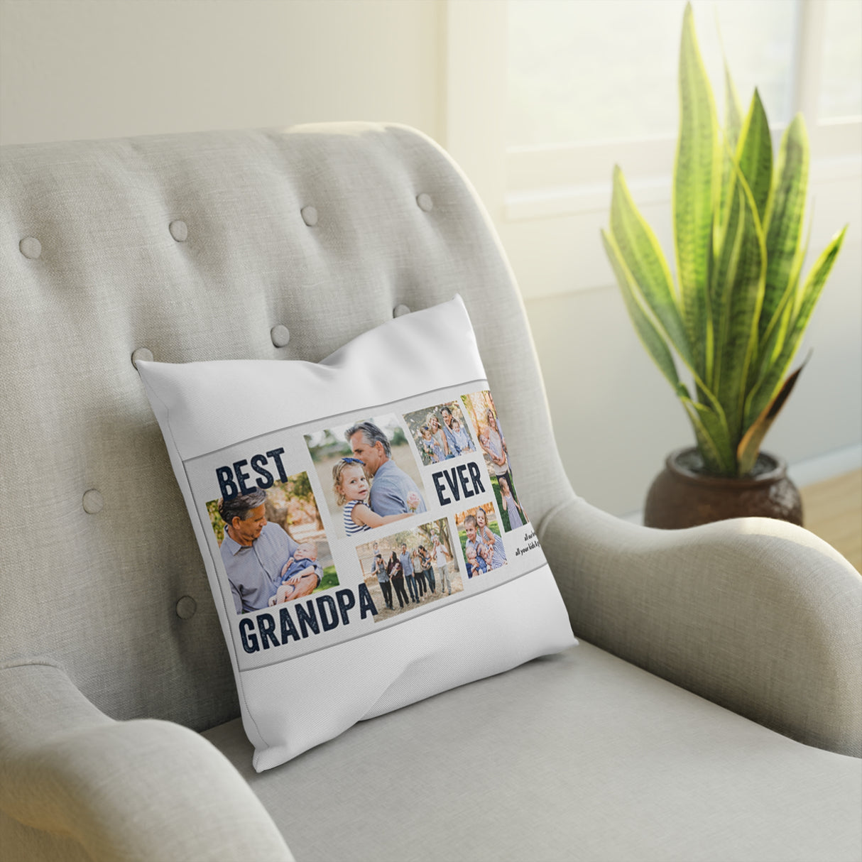 'Best Grandpa Ever' Multi-Photo Pillow