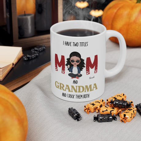 Personalized 'Two Titles' Mom Mug