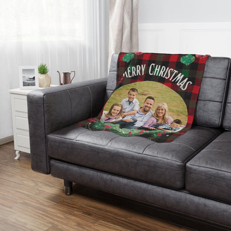 Merry Christmas Family Photo Upload Blanket