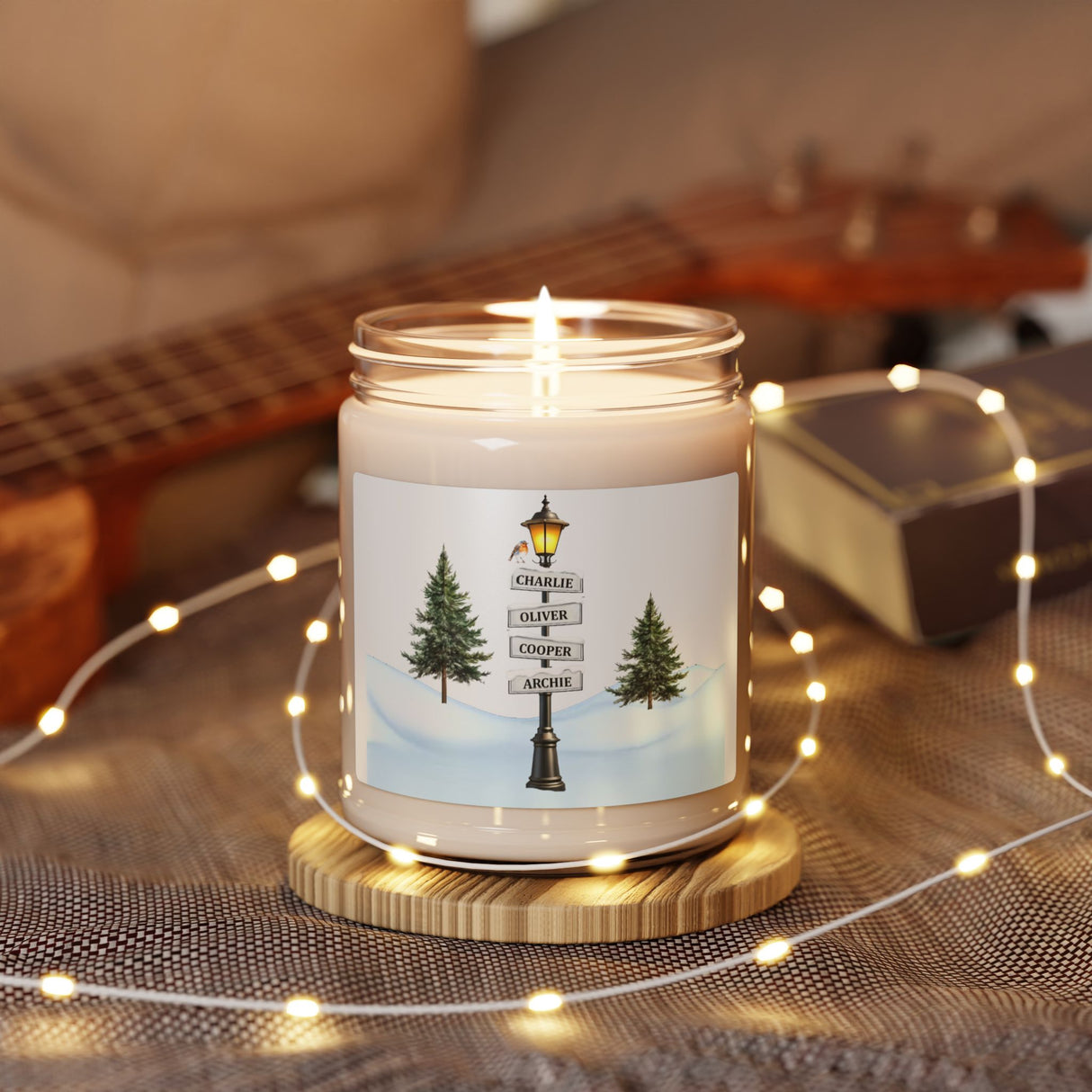 Personalized Christmas Street Post Candle