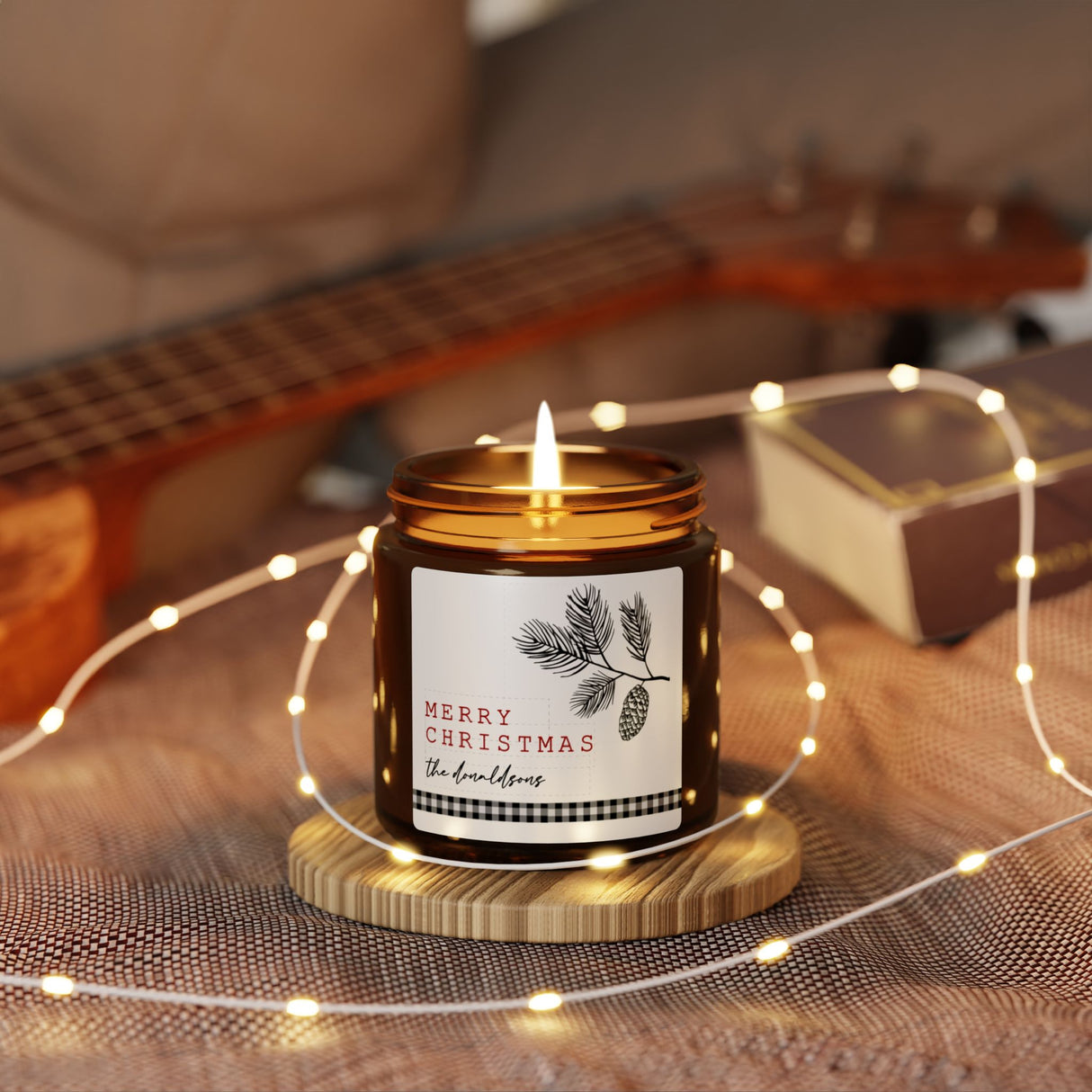 Personalized Family Name Christmas Candle