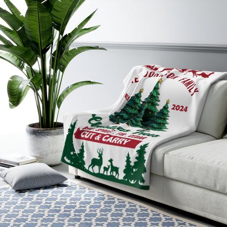 Christmas Family Tree Farm Fleece Blanket