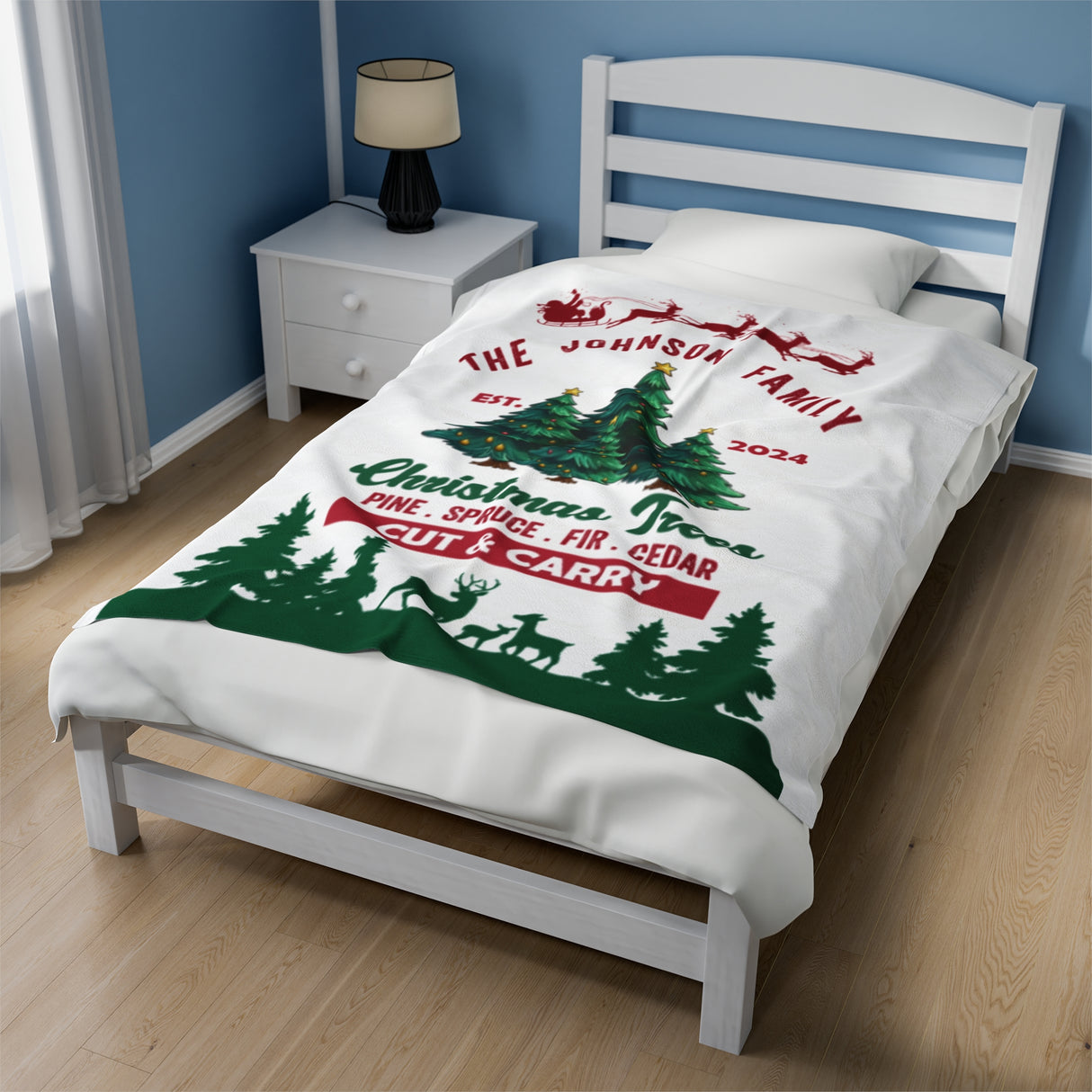 Christmas Family Tree Farm Fleece Blanket