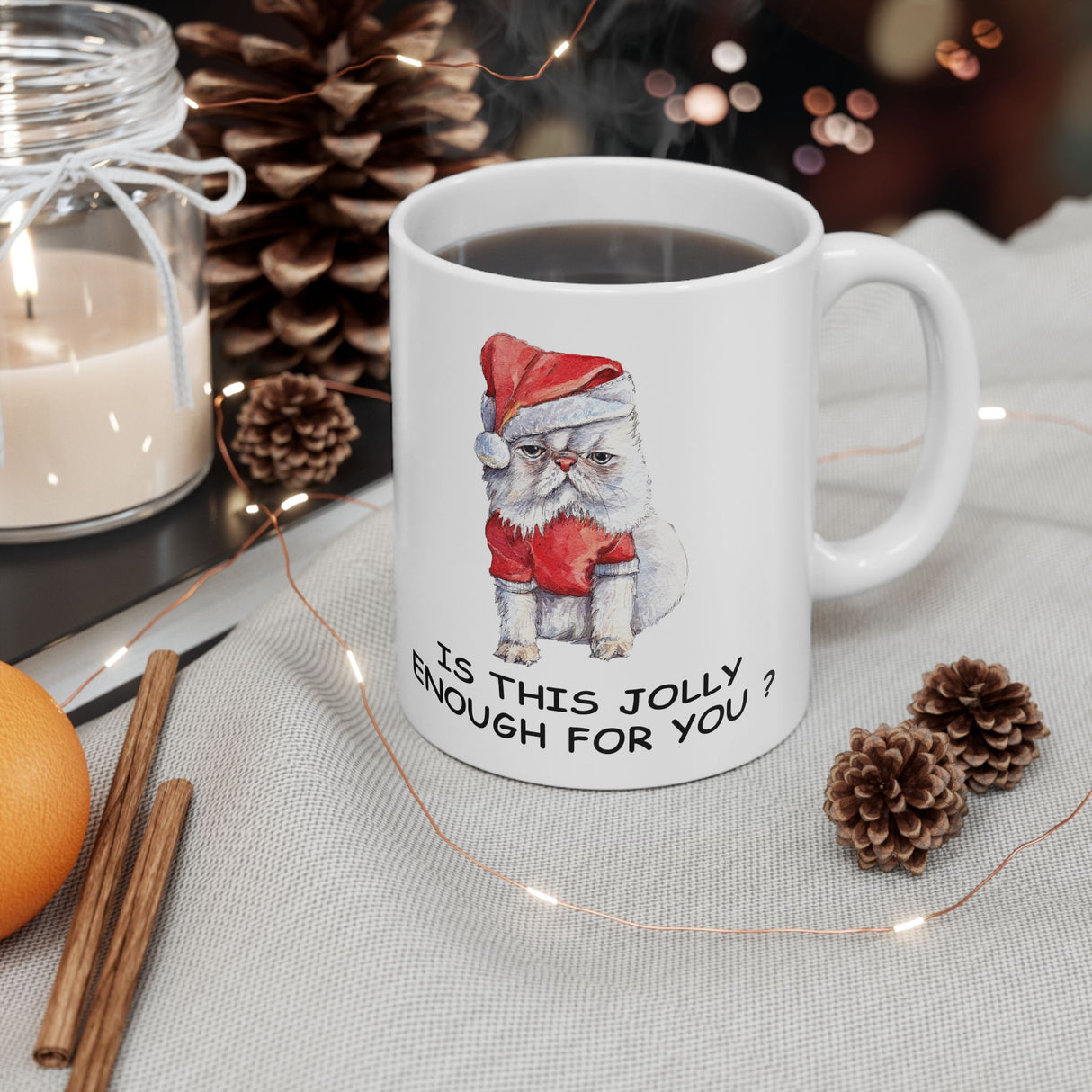 Grumpy Christmas Cat Mug