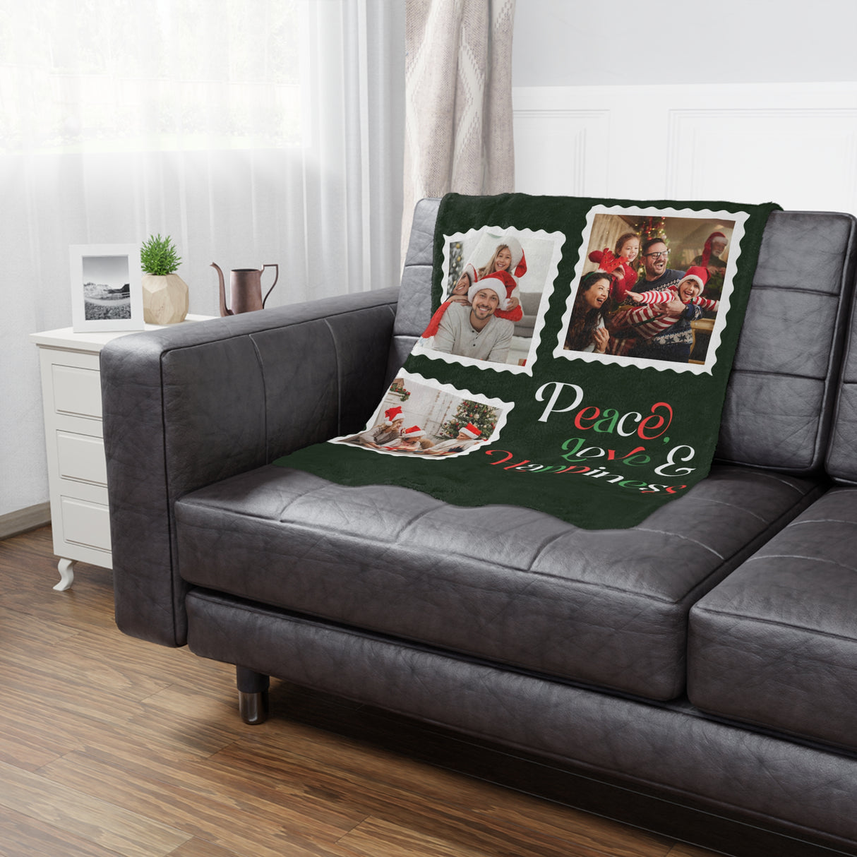 'Peace, Love and Happiness' Fleece Blanket