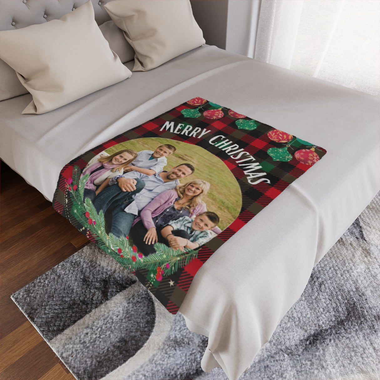 Merry Christmas Family Photo Upload Blanket