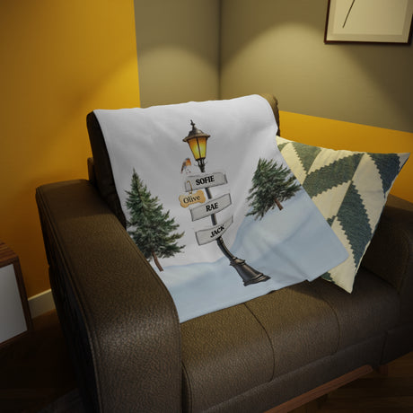 Personalized Christmas Street Post Fleece Blanket