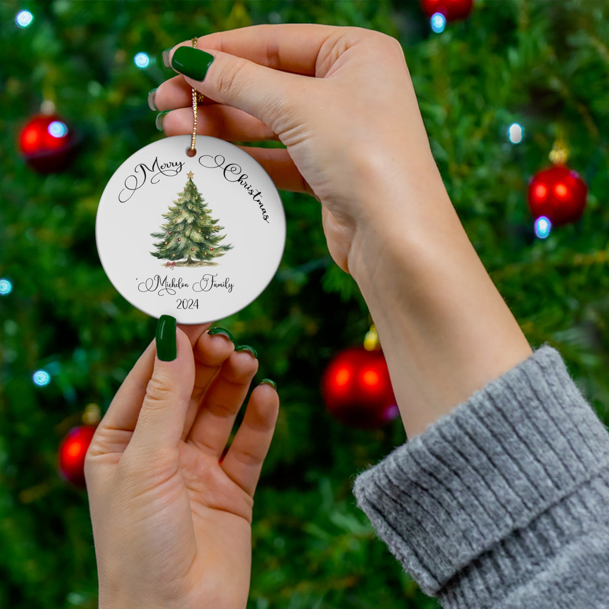 Christmas Tree Family Name Ornament