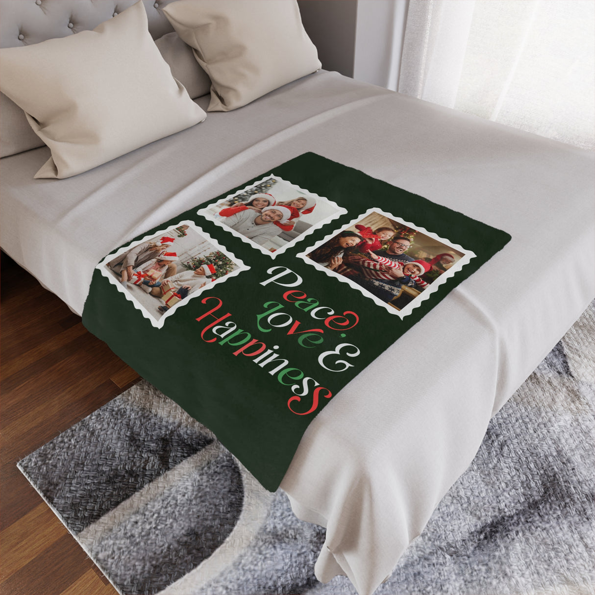 'Peace, Love and Happiness' Fleece Blanket