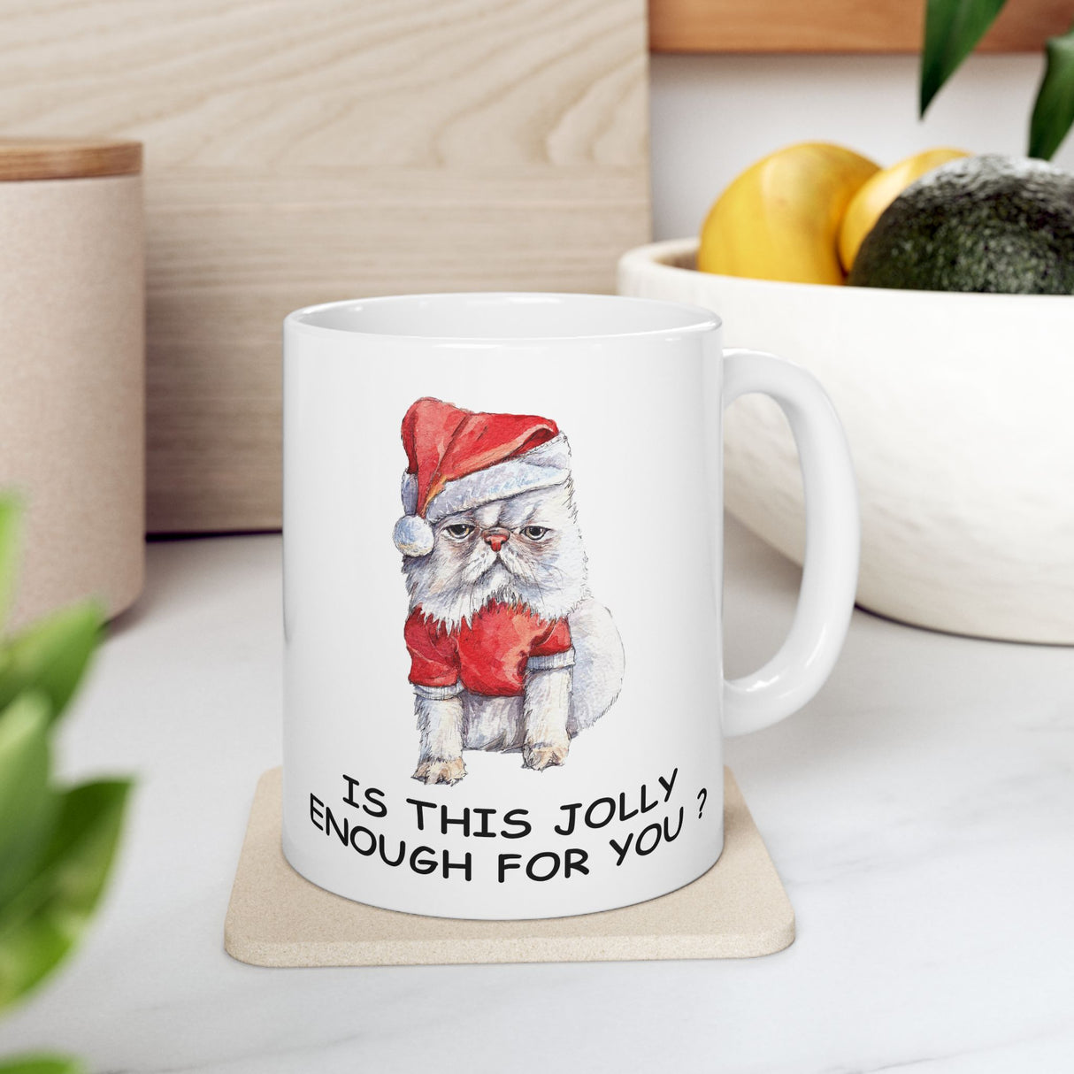 Grumpy Christmas Cat Mug