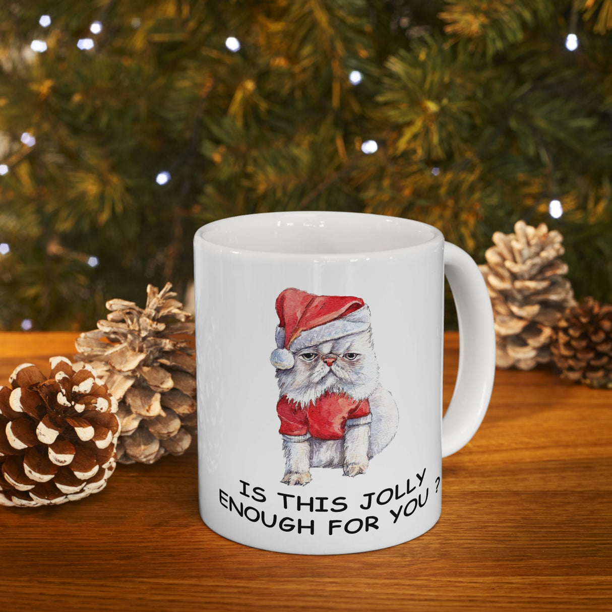 Grumpy Christmas Cat Mug