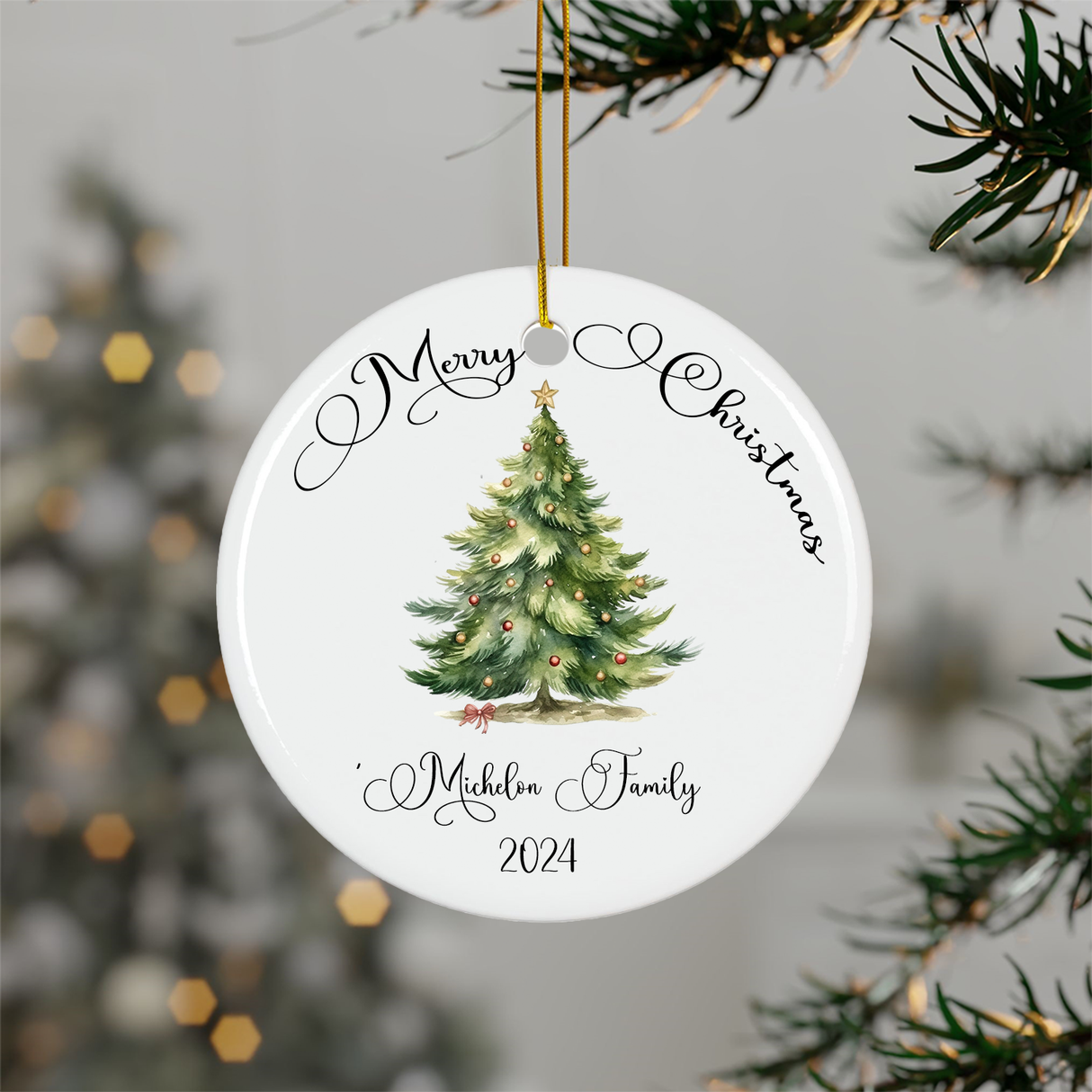 Christmas Tree Family Name Ornament