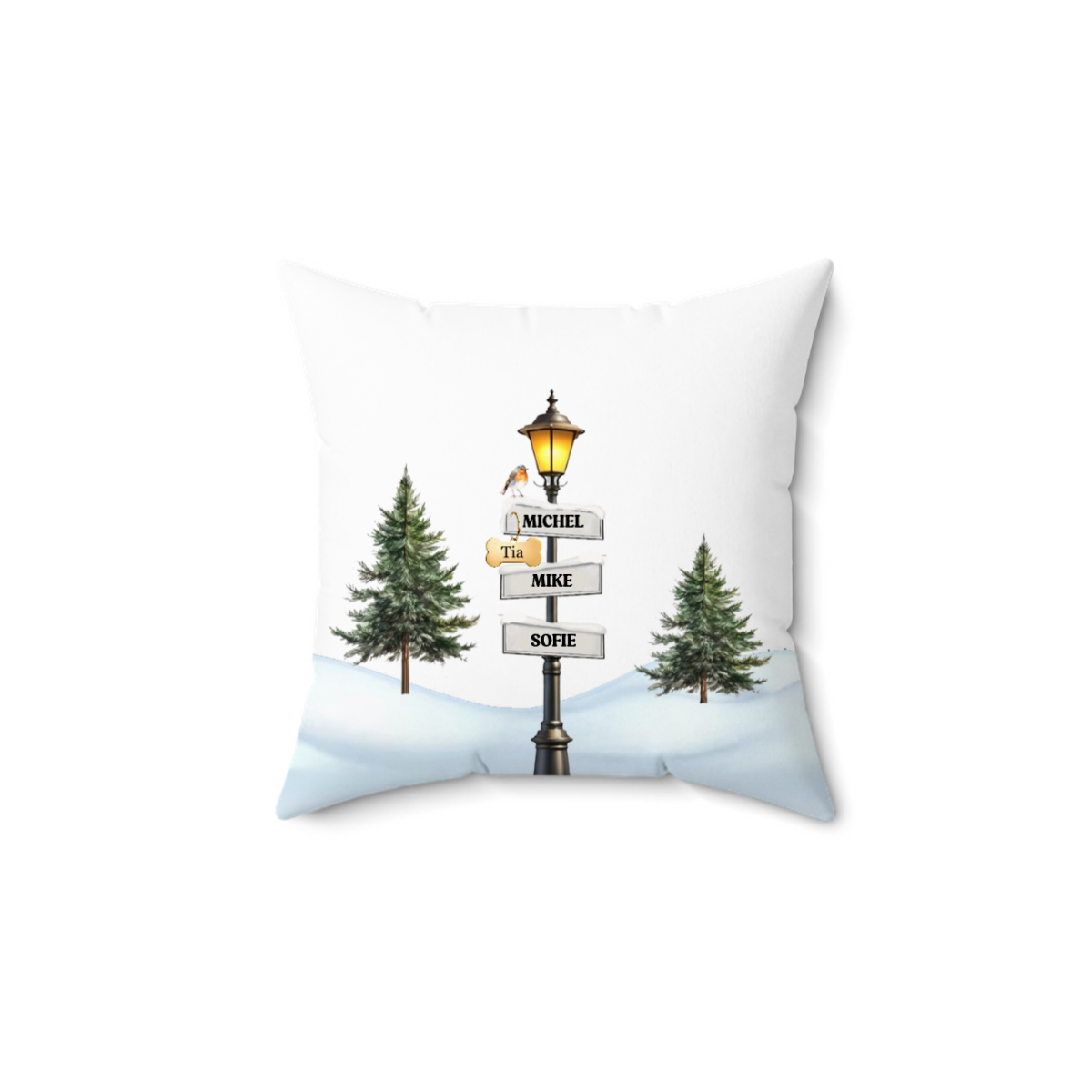 Personalized Christmas Street Post Pillow