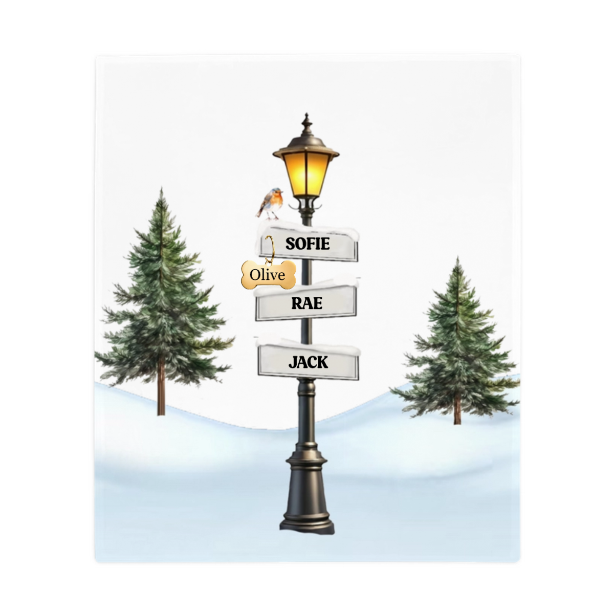 Personalized Christmas Street Post Fleece Blanket