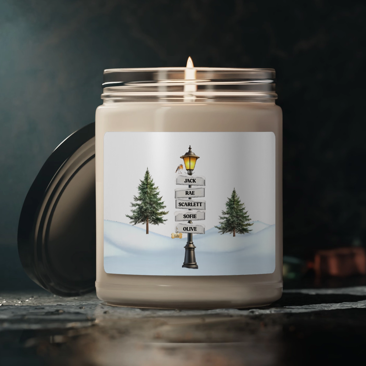 Personalized Christmas Street Post Candle