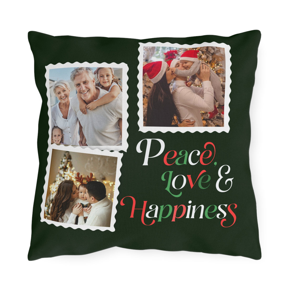 Personalized 'Peace, Love & Happiness' Pillow