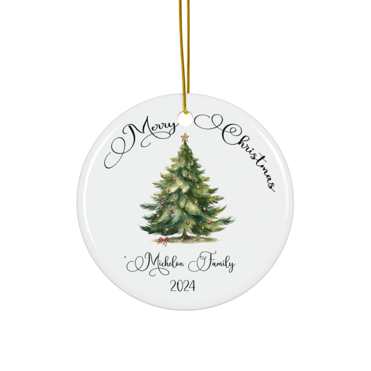 Christmas Tree Family Name Ornament