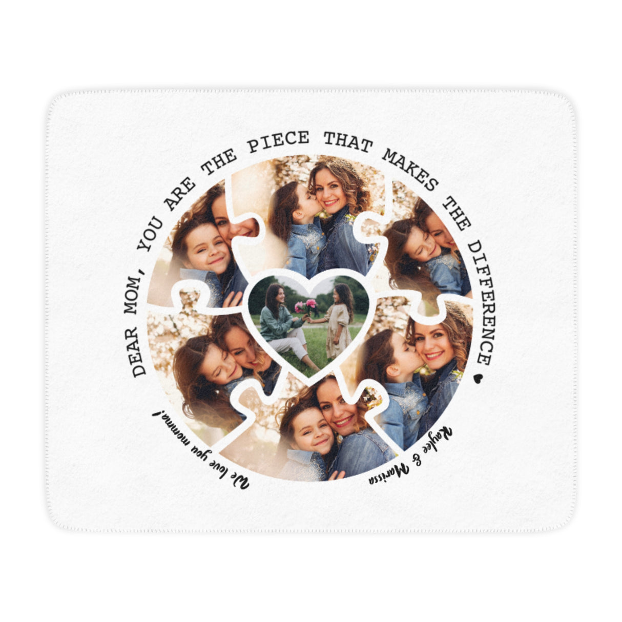 'Dear Mom' Personalized Photo Blanket (Circle Shape)